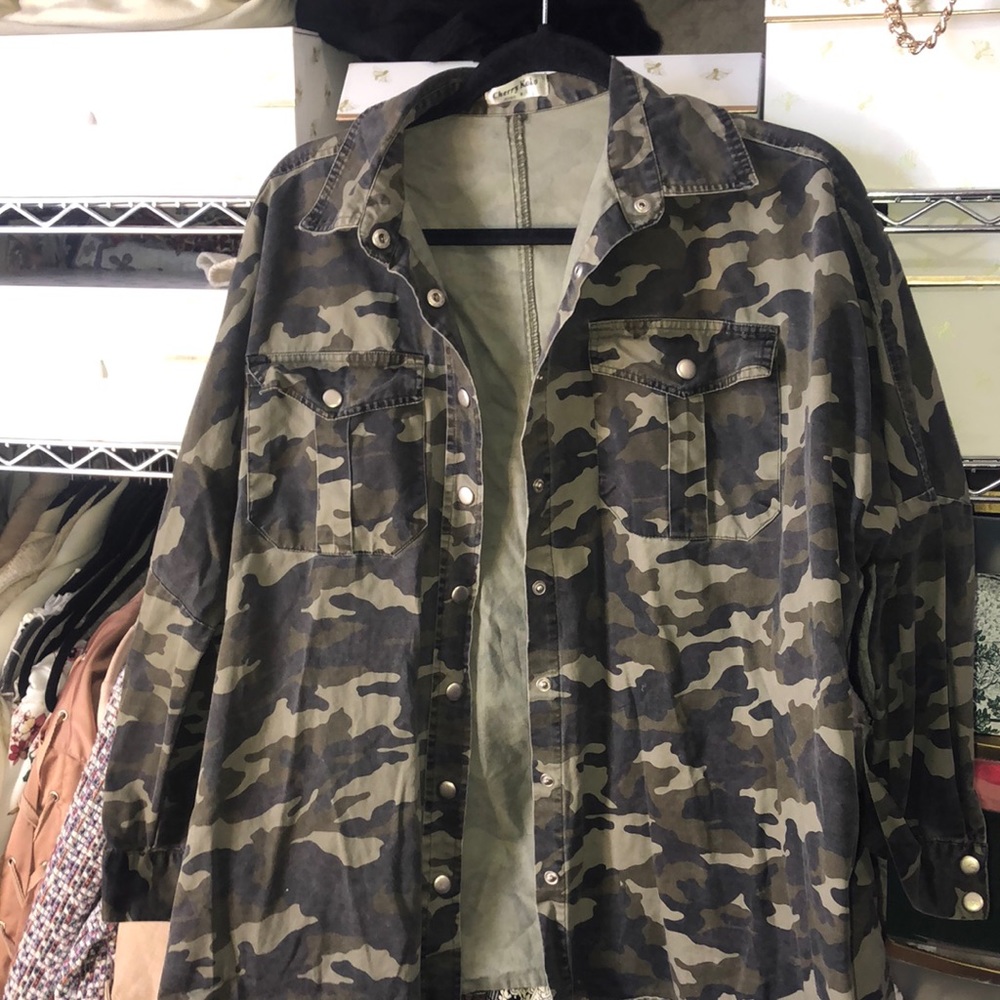 Camo 3/4 Length Sleeve Jacket from Boohoo